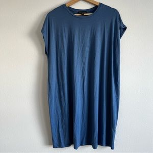 EILEEN FISHER blue short sleeve dress size Large